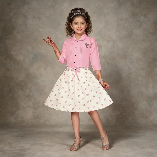 Pink_Floral_Print_Collared_Dress_For_Girls