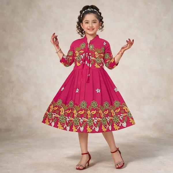 Pink_Floral_Anarkali_Frock_Dress_For_Girls