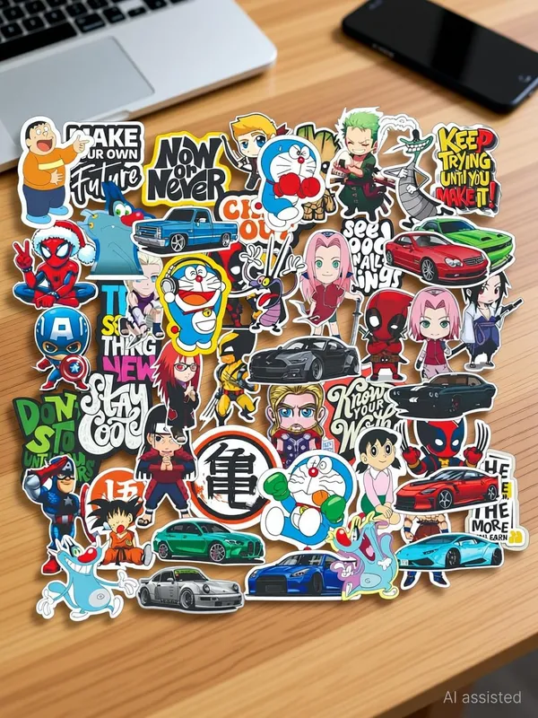 SAMANTA_WALA_1.5_inch_Mix_Cartoon_Sticker_for_Phone,_Laptop,_Notebook,_Guiter,_etc._Self_Adhesive_Sticker_(Pack_of_50)