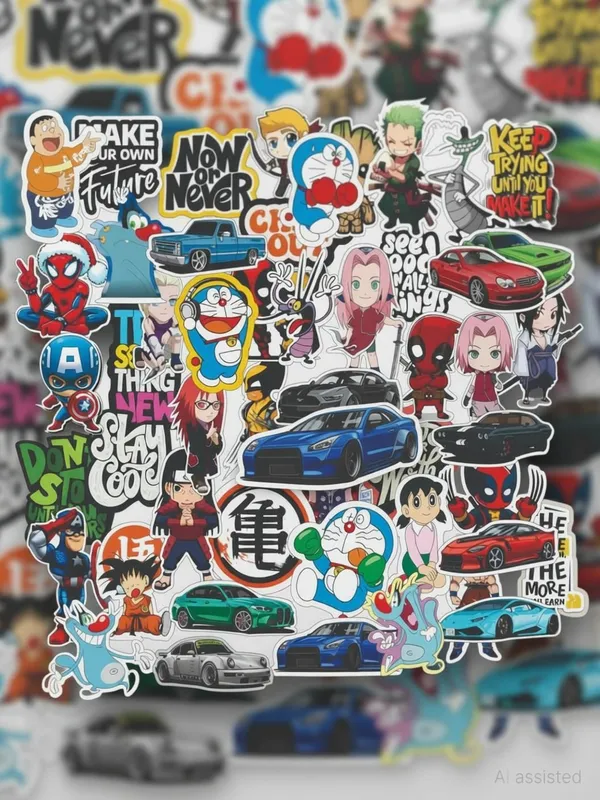 SAMANTA_WALA_1.5_inch_Mix_Cartoon_Sticker_for_Phone,_Laptop,_Notebook,_Guiter,_etc._Self_Adhesive_Sticker_(Pack_of_50)