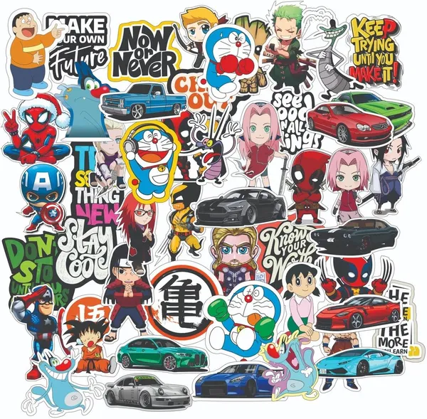 SAMANTA_WALA_1.5_inch_Mix_Cartoon_Sticker_for_Phone,_Laptop,_Notebook,_Guiter,_etc._Self_Adhesive_Sticker_(Pack_of_50)
