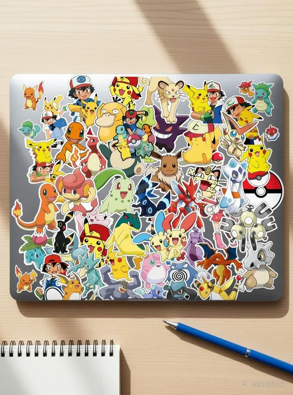 SAMANTA_WALA_1.5_inch_Pokeman_sticker_for_Phone,_laptop,_notebook,_guiter,_etc.|_pack_of_50_Self_Adhesive_Sticker_(Pack_of_50)