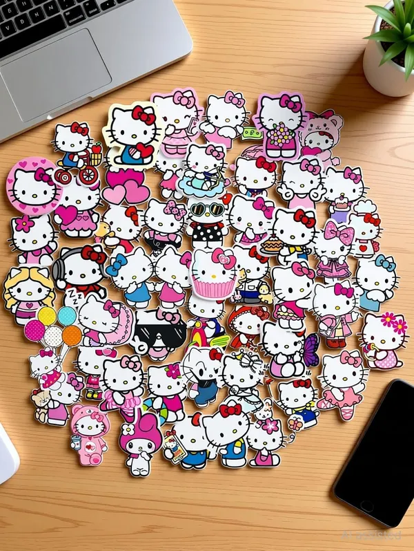 SAMANTA_WALA_1.5_inch_Kitte_Sticker_For_Phone,_laptop,_Notebook,_bottle,_etc_|_pack_of_50_Self_Adhesive_Sticker_(Pack_of_50)