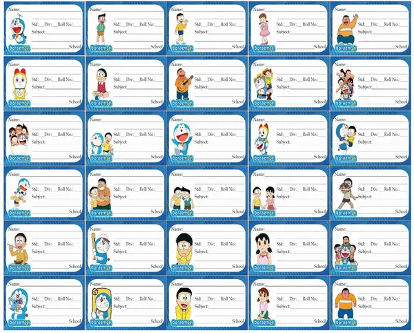 SAMANTA_WALA_3_inch_Doreman_Nameslip_for_notebooks_|_pack_of_30_Self_Adhesive_Sticker_(Pack_of_50)