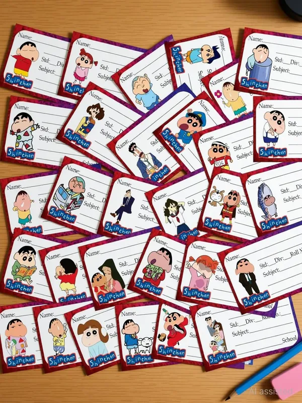 SAMANTA_WALA_3_inch_Shinchaen_nameslip_for_notebook_|_pack_of_30_Self_Adhesive_Sticker_(Pack_of_30)