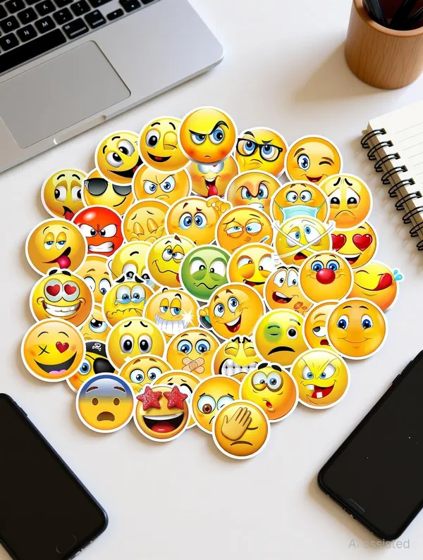 SAMANTA_WALA_1.5_inch_Smile_Sticker_for_Phone,_laptop,_notebook,_bottle,_etc._pack_of_48_Self_Adhesive_Sticker_(Pack_of_48)