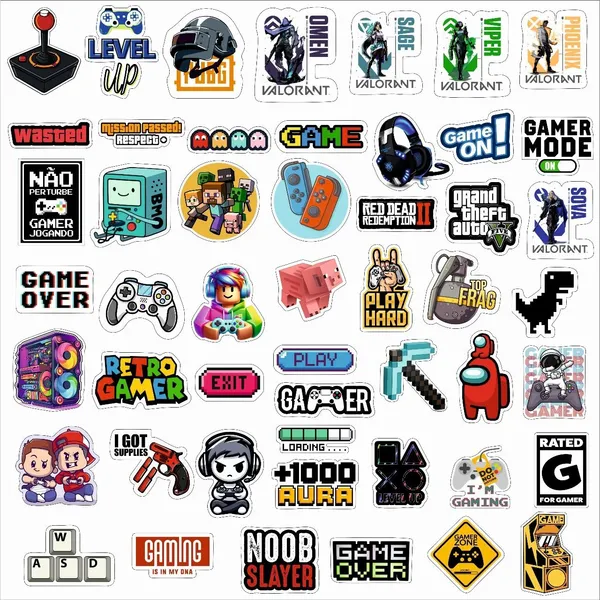 SAMANTA_WALA_1.5_inch_Gamer_Sticker_for_phone,_laptop,_bag,_Notebook,_etc._|_pack_of_50_Self_Adhesive_Sticker_(Pack_of_50)