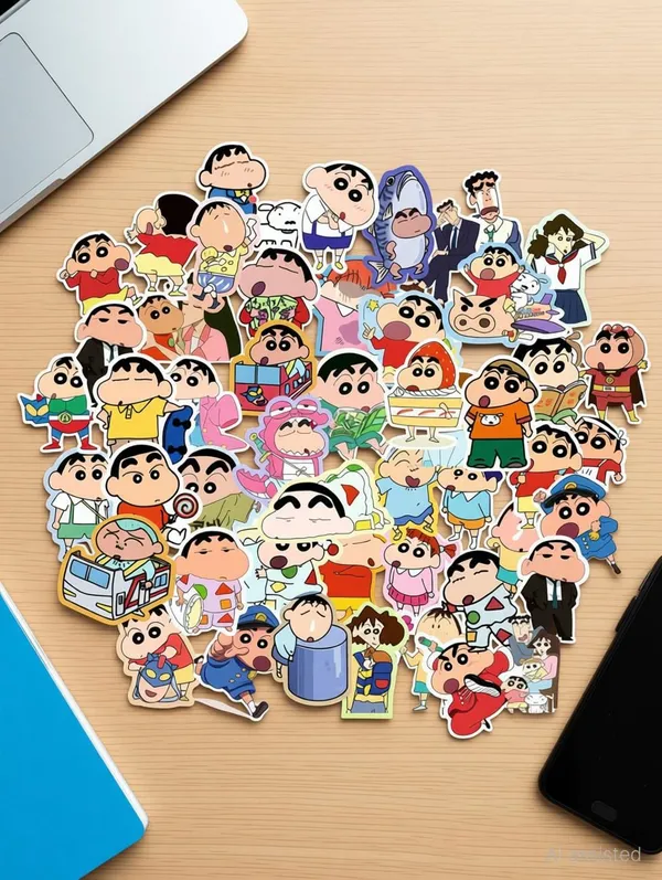 SAMANTA_WALA_1.5_inch_Shinchain_Sticker_For_phone,_laptop,_notebook,_guiter,_etc._|_pack_of_50_Self_Adhesive_Sticker_(Pack_of_50)