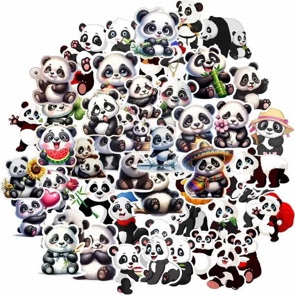 SAMANTA_WALA_1.5_inch_Panda_Sticker_For_Phone,_laptop,_Notebook,_Bottle,_etc.|_Pack_of_50_Self_Adhesive_Sticker_(Pack_of_50)