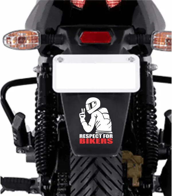 SAMANTA_WALA_9_cm_Respect_for_biker_Sticker,_For_bike,_Laptop,_Door,etc._Pack_Of_2_Self_Adhesive_Sticker_(Pack_of_2)