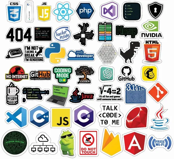 SAMANTA_WALA_1.5_inch_Tech_Sticker_For_Phone,_Laptop,_Bottle,_Notebook,_etc._|_Pack_of_50_Self_Adhesive_Sticker_(Pack_of_50)