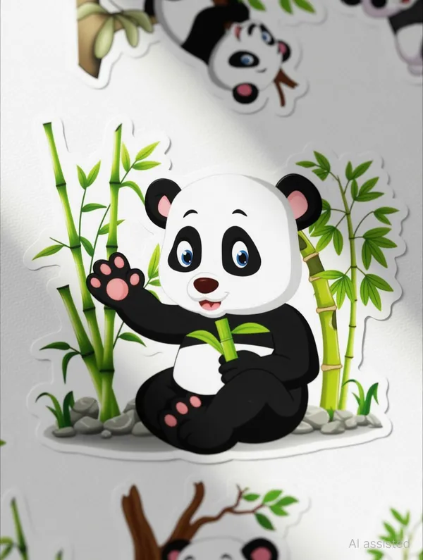 SAMANTA_WALA_3.5_inch_Panda_Sticker_For_Ac,_Frige,_Cooler,_Wall,_etc._|_Pack_of_9_Self_Adhesive_Sticker_(Pack_of_9)