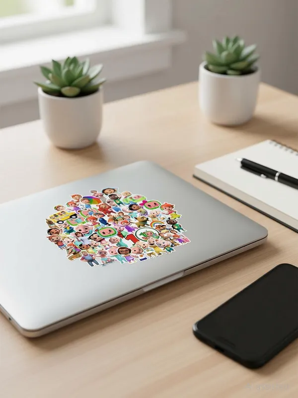 SAMANTA_WALA_1.5_inch_Coco_melon_Sticker_For_Phone,_Laptop,_Bag,_Notebook,_etc._|_Pack_of_50_Self_Adhesive_Sticker_(Pack_of_50)