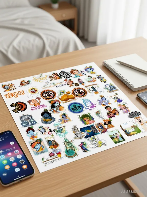 SAMANTA_WALA_1.5_inch_Krishna_Sticker_for_Phone,_laptop,_Bags,_etc._Pack_Of_50_Self_Adhesive_Sticker_(Pack_of_50)