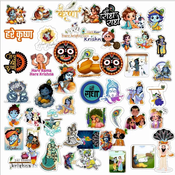 SAMANTA_WALA_1.5_inch_Krishna_Sticker_for_Phone,_laptop,_Bags,_etc._Pack_Of_50_Self_Adhesive_Sticker_(Pack_of_50)