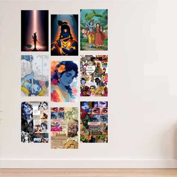SAMANTA_WALA_6_inch_Lord_Krishna_Poster_Sticker_For_Wall_Pack_Of_9_Self_Adhesive_Sticker_(Pack_of_9)