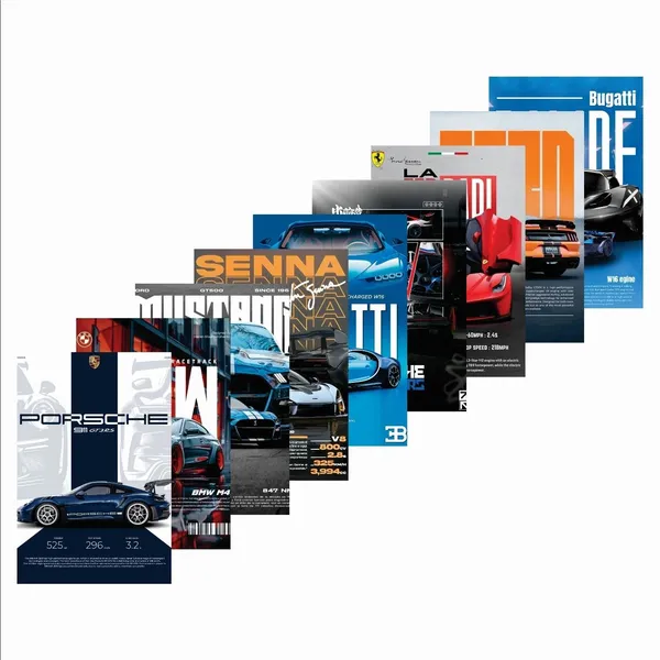 SAMANTA_WALA_6_inch_New_Morden_Car_Poster_For_Wall,_Door,_Etc._Pack_Of_09_Self_Adhesive_Sticker_(Pack_of_9)