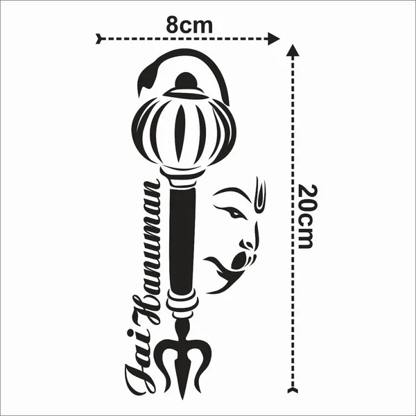 SAMANTA_WALA_20_cm_jai_hanuman_car_sticker_in_black_color_Self_Adhesive_Sticker_(Pack_of_1)