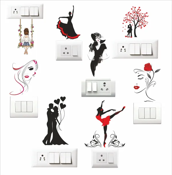 SAMANTA_WALA_4_inch_Girl_Sticker_Switch_Board,_wall,_door_and_table,_etc._pack_of_08_Self_Adhesive_Sticker_(Pack_of_8)
