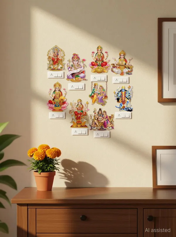 SAMANTA_WALA_4_inch_God_Sticker_for_Wall,_Switchboard_and_Door,_etc._Pack_of_08_Self_Adhesive_Sticker_(Pack_of_8)