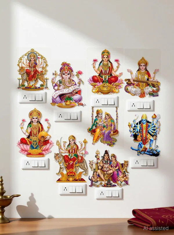 SAMANTA_WALA_4_inch_God_Sticker_for_Wall,_Switchboard_and_Door,_etc._Pack_of_08_Self_Adhesive_Sticker_(Pack_of_8)