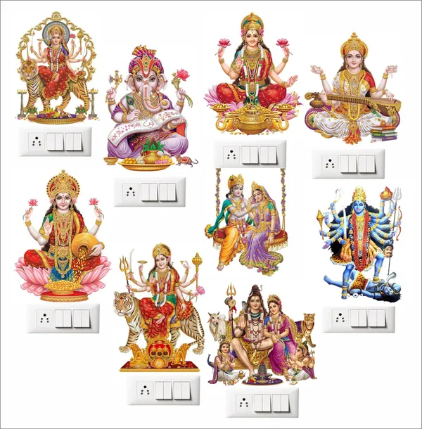 SAMANTA_WALA_4_inch_God_Sticker_for_Wall,_Switchboard_and_Door,_etc._Pack_of_08_Self_Adhesive_Sticker_(Pack_of_8)