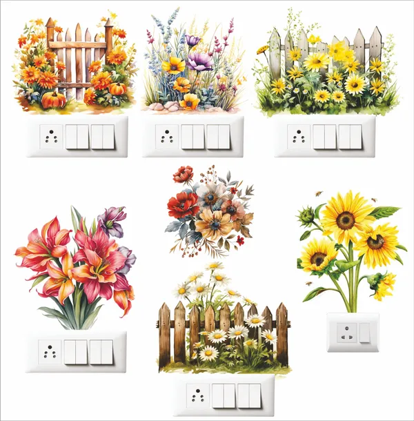 SAMANTA_WALA_4_inch_Flower_sticker_for_wall,_door,_table,_etc._pack_of_08_Self_Adhesive_Sticker_(Pack_of_8)