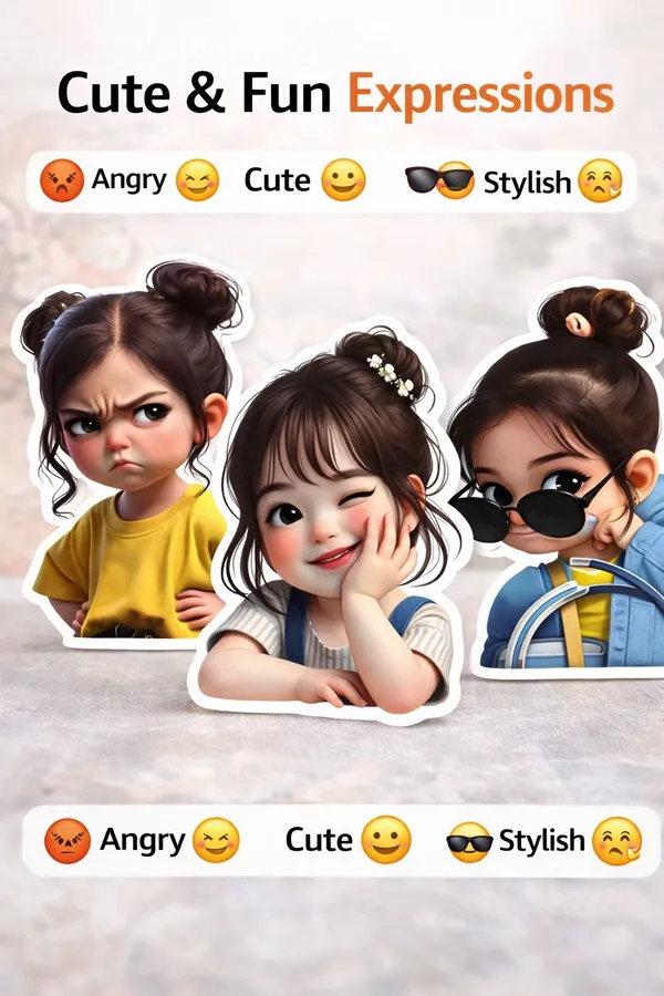 Printlive_4_inch_Cute_Cartoon_Girl_Vinyl_Self_Adhesive_Sticker_(Pack_of_1)