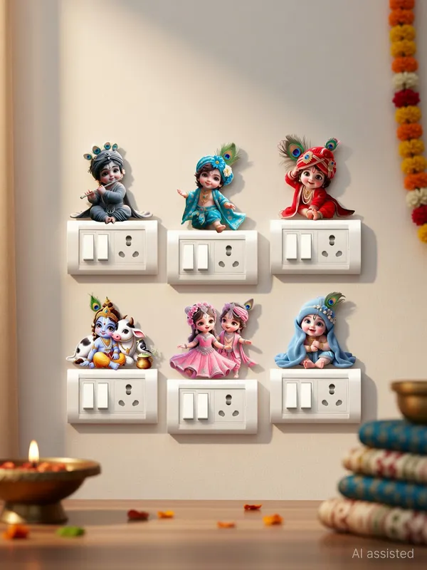 SAMANTA_WALA_8_inch_LITTLE_KRISHNA_STICKER_FOR_SWITCH_BOARD_PACK_OF_6_Self_Adhesive_Sticker_(Pack_of_6)