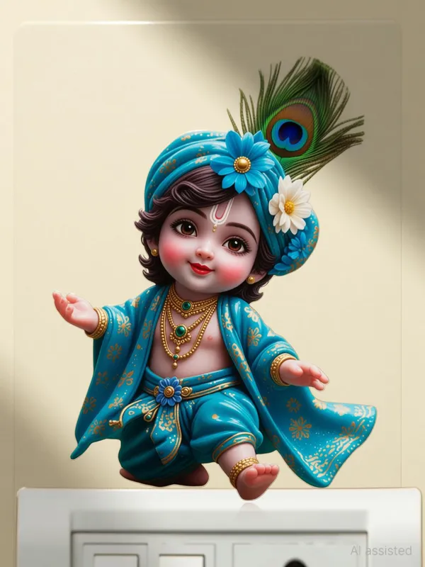 SAMANTA_WALA_8_inch_LITTLE_KRISHNA_STICKER_FOR_SWITCH_BOARD_PACK_OF_6_Self_Adhesive_Sticker_(Pack_of_6)