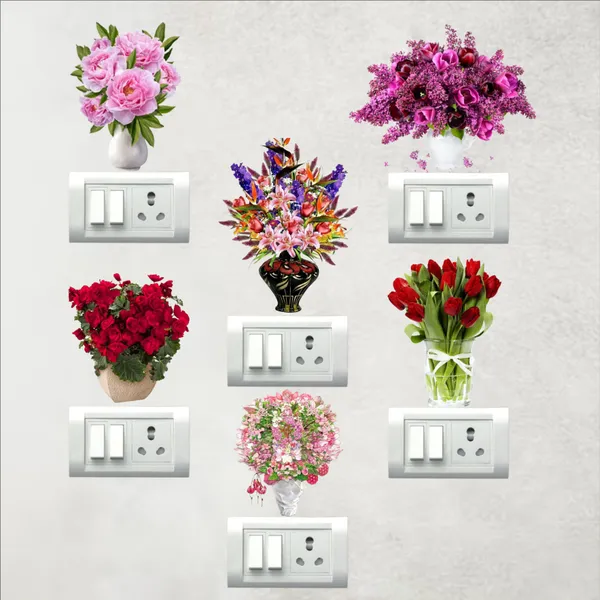 SAMANTA_WALA_6_inch_NEW_FLOWER_POT_DESIGN_FOR_WALL_AND_SWITCH_BOARD_STICKER_PACK_OF_06_Self_Adhesive_Sticker_(Pack_of_6)