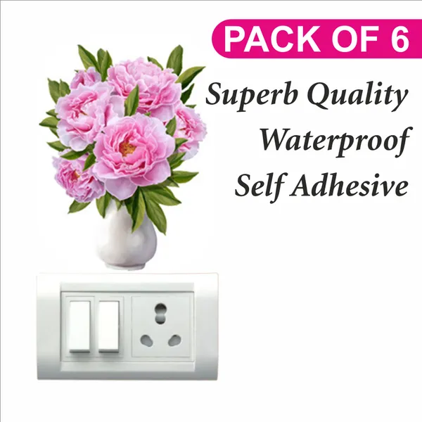 SAMANTA_WALA_6_inch_NEW_FLOWER_POT_DESIGN_FOR_WALL_AND_SWITCH_BOARD_STICKER_PACK_OF_06_Self_Adhesive_Sticker_(Pack_of_6)