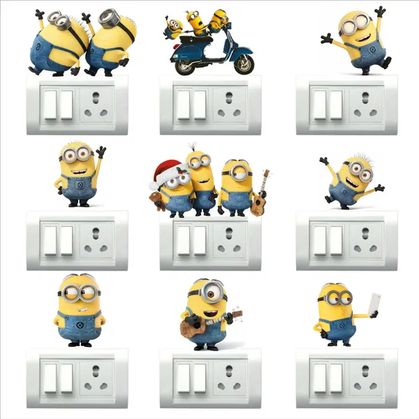 SAMANTA_WALA_5_inch_NEW_MINNION_SWITCHBOARD_STICKER_PACK_OF_09_Self_Adhesive_Sticker_(Pack_of_9)