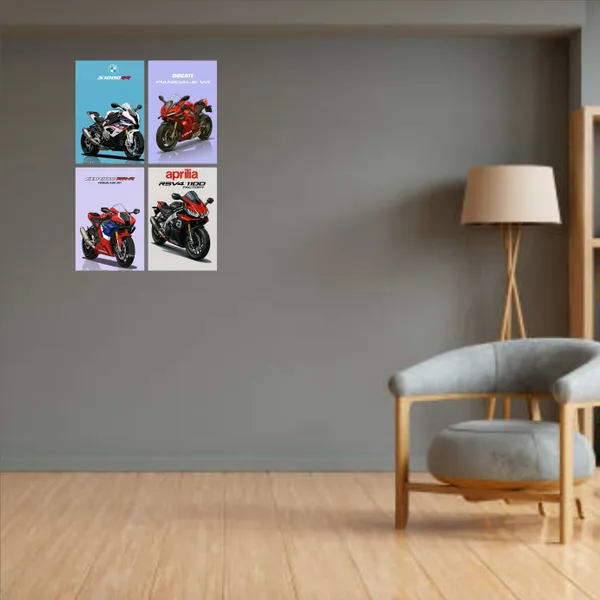 SAMANTA_WALA_22.5_cm_SUPERBIKE_POSTER_FOR_WALL,_DOOR_&_TABLE_PACK_OF_04_Self_Adhesive_Sticker_(Pack_of_4)