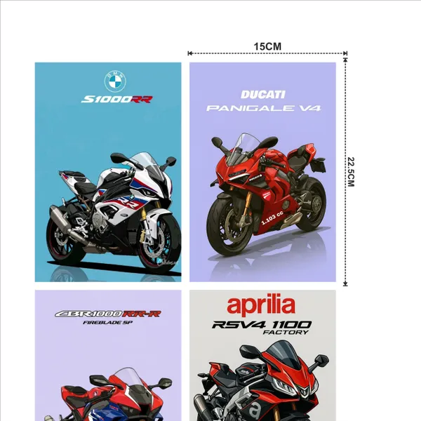 SAMANTA_WALA_22.5_cm_SUPERBIKE_POSTER_FOR_WALL,_DOOR_&_TABLE_PACK_OF_04_Self_Adhesive_Sticker_(Pack_of_4)