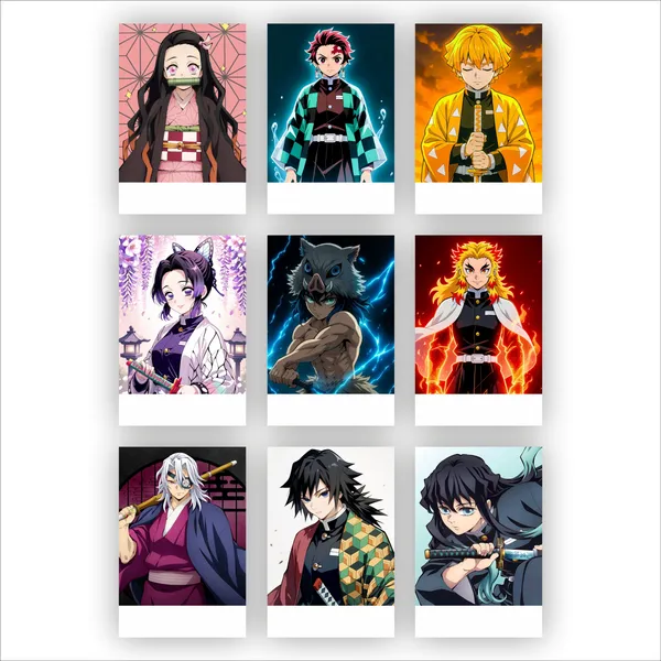 SAMANTA_WALA_4_inch_WROTE_DEMON_SLAYERS_STICKER_FOR_WALL,_DOOR,_TABLE,_ETC._PACK_OF_09_Self_Adhesive_Sticker_(Pack_of_9)