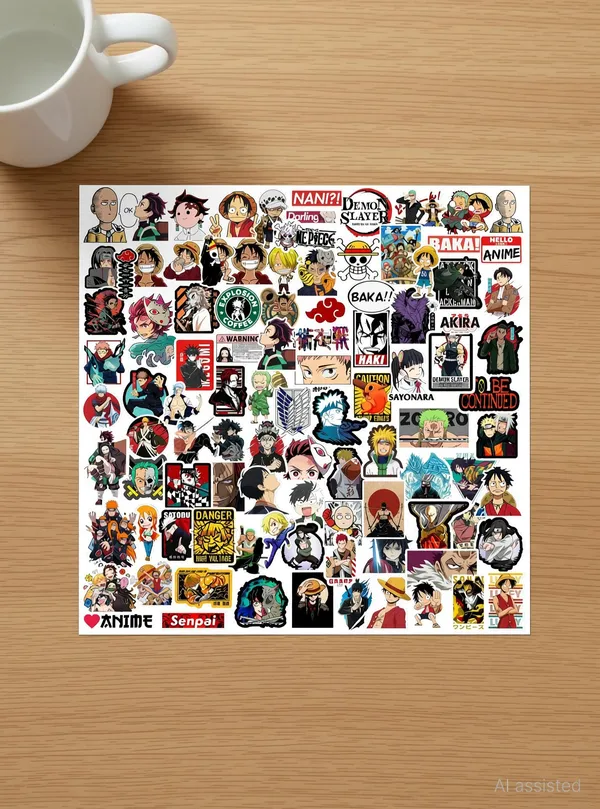 SAMANTA_WALA_2_inch_Duo_mix_anime_sticker_pack_of_100_For_Phone,_laptop,_Notebook,_etc._Self_Adhesive_Sticker_(Pack_of_100)