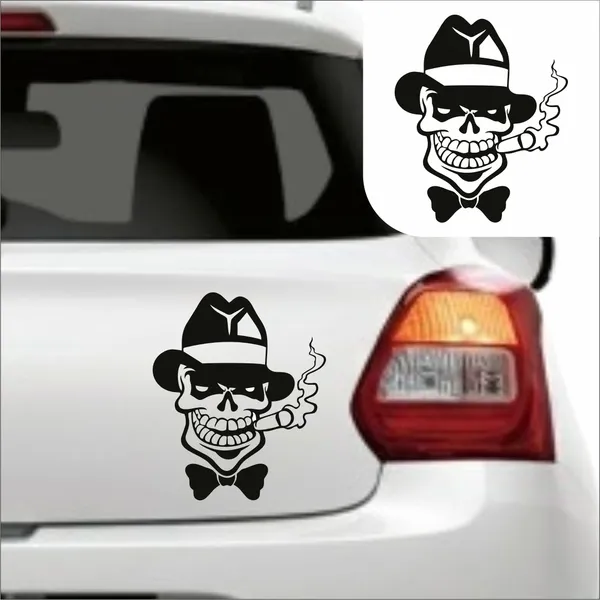SAMANTA_WALA_18_cm_SKULL_SMOKER_STICKER_FOR_CAR_IN_BLACK_Self_Adhesive_Sticker_(Pack_of_1)