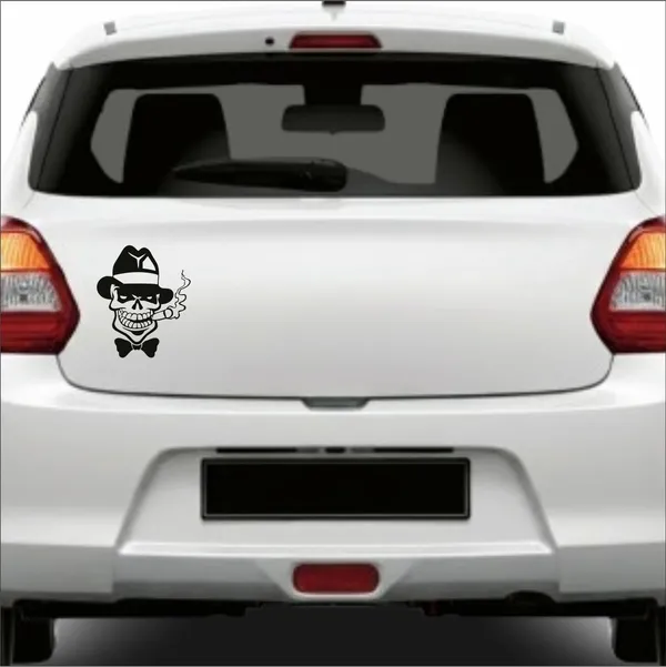 SAMANTA_WALA_18_cm_SKULL_SMOKER_STICKER_FOR_CAR_IN_BLACK_Self_Adhesive_Sticker_(Pack_of_1)