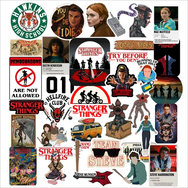 SAMANTAAWALA_3_inch_STRANGER_THINGS_STICKER_FOR_PHONE,_LAPTOP_AND_WALL,_ETC.PACK_OF_34_Self_Adhesive_Sticker_(Pack_of_34)
