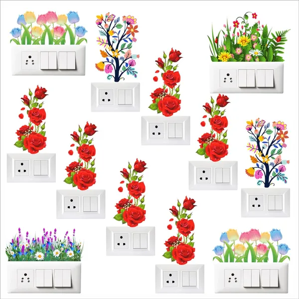 SAMANTA_WALA_4_inch_FLOWER_STICKER_FOR_SWITCH_BOARD,_PACK_OF_12_Self_Adhesive_Sticker_(Pack_of_12)