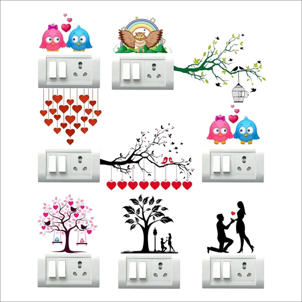 SAMANTA_WALA_4_inch_heart_theme_9_sticker_for_switch_board_pack_of_09_Self_Adhesive_Sticker_(Pack_of_9)