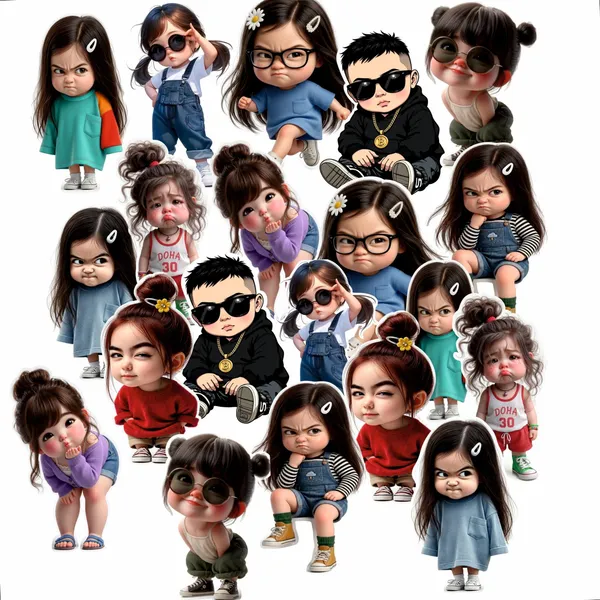 SAMANTAPRINTER_3_inch_Cute_Girl_Sticker_For_wall,_door,_table,_notebook,_laptop,_etc._Pack_of_20_Self_Adhesive_Sticker_(Pack_of_2)