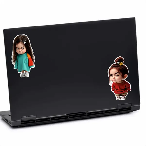 SAMANTAPRINTER_3_inch_Cute_Girl_Sticker_For_wall,_door,_table,_notebook,_laptop,_etc._Pack_of_20_Self_Adhesive_Sticker_(Pack_of_2)