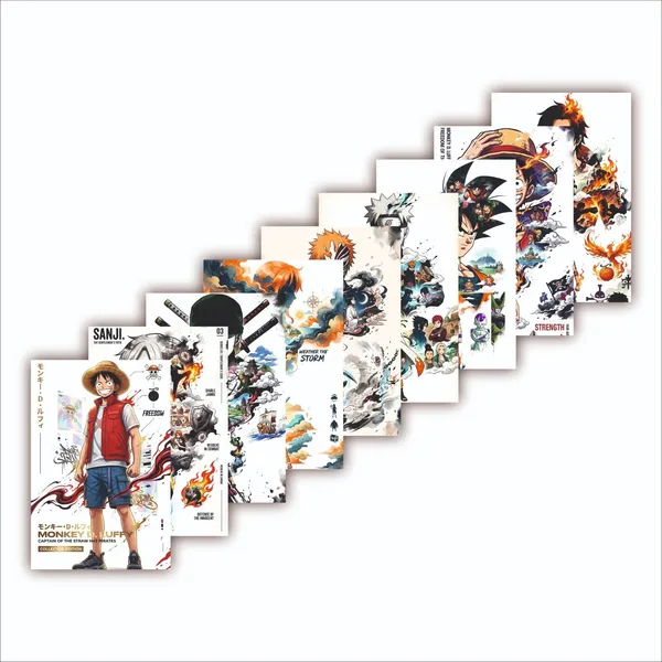 SAMANTA_WALA_6_inch_White_theme_poster_of_anime_for_Self_Adhesive_Sticker_(Pack_of_9)