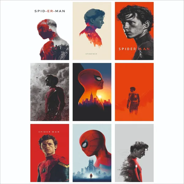 SAMANTA_WALA_6_inch_9_SPIDER_MAN_NEW_POSTER_for_Wall,_Door,_Room_Decoration,_etc._Pack_of_09_Self_Adhesive_Sticker_(Pack_of_9)