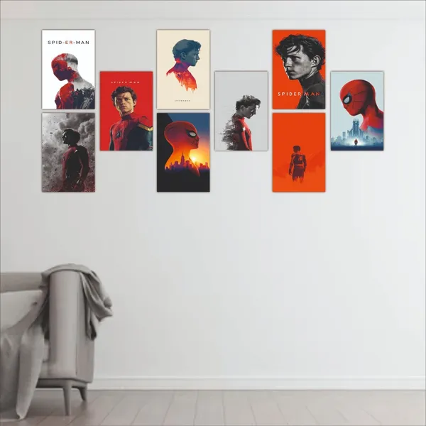 SAMANTA_WALA_6_inch_9_SPIDER_MAN_NEW_POSTER_for_Wall,_Door,_Room_Decoration,_etc._Pack_of_09_Self_Adhesive_Sticker_(Pack_of_9)