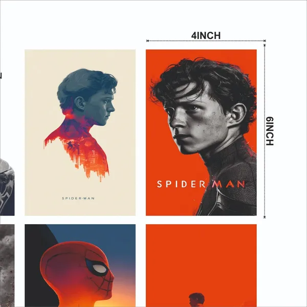 SAMANTA_WALA_6_inch_9_SPIDER_MAN_NEW_POSTER_for_Wall,_Door,_Room_Decoration,_etc._Pack_of_09_Self_Adhesive_Sticker_(Pack_of_9)