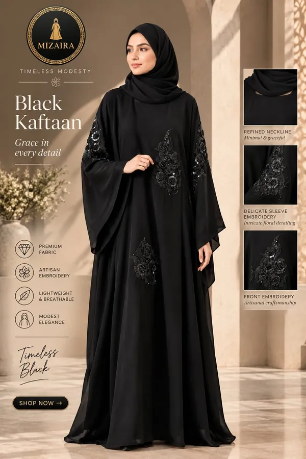 Black_Nida_Flowing_Embroidered_Kaftan_For_Women