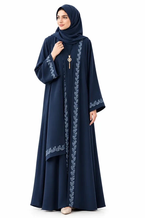 Navy_Nida_Relaxed_Silver_Embroidered_Abaya_For_Women
